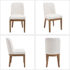 Upholstered Dining Chairs Set of 4, Linen Fabric Living Room Chairs Mid Century Modern Armless Kitchen Chairs with Backrest and Wood Legs for Kitchen Dining Room Restaurant, Cream