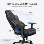Anda Seat Phantom 4 Pro PVC Leather Gaming Chairs for Adults - Large Wide Seat Gamer Chair with Dynamic Lumbar Support, Ergonomic Video Game Seats with Magnetic Headrest - 3D Armrests, Royal Black