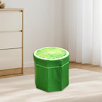 Folding Storage Ottoman Foot Rest Stool Toy Storage Box Seat Chest for Bedroom Office, Lemon