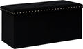 B FSOBEIIALEO Storage Ottoman Cube Folding Tufted Ottomanse, Storage Boxes Footrest for Bedroom, Luxury Velvet Fabric 30 * 15 * 15 Inches Black