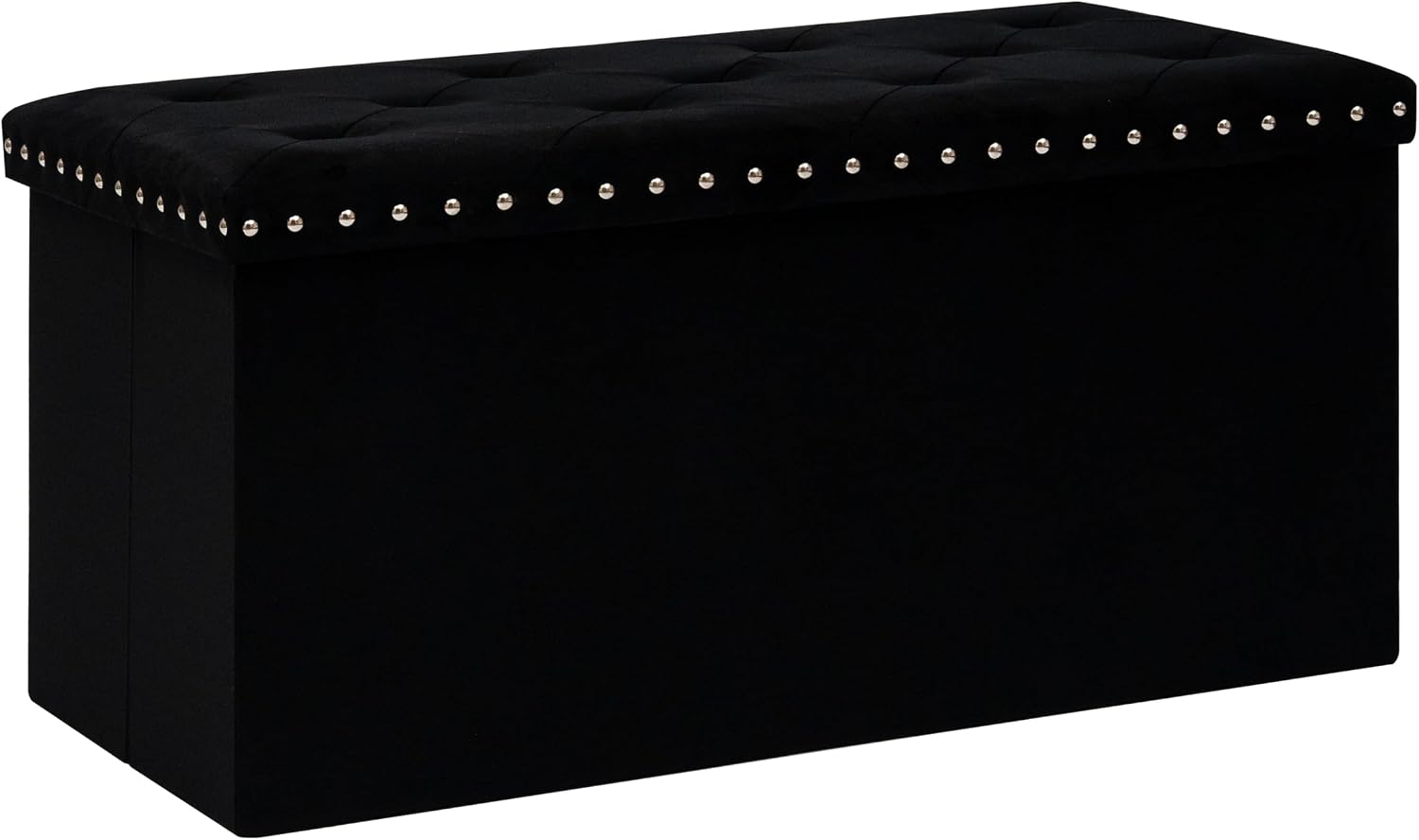 B FSOBEIIALEO Storage Ottoman Cube Folding Tufted Ottomanse, Storage Boxes Footrest for Bedroom, Luxury Velvet Fabric 30 * 15 * 15 Inches Black