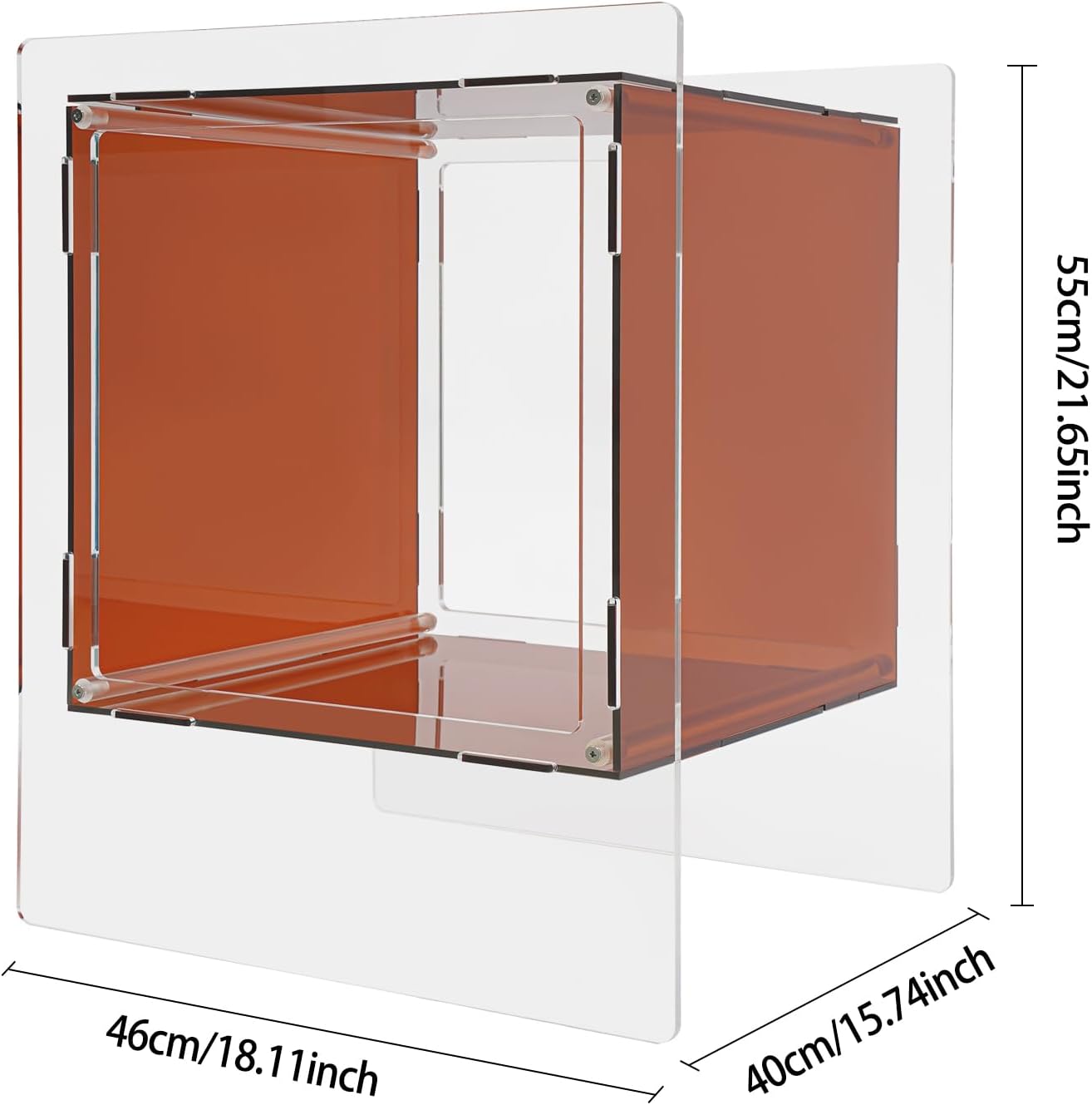 Acrylic End Table, 18.11" L X 15.75" W X 21.65" H Acrylic Night Stand, 22.05 Lbs Load-Bearing Capacity Coffee Table for Living Rooms, Bedrooms, Offices(Dark Brown)