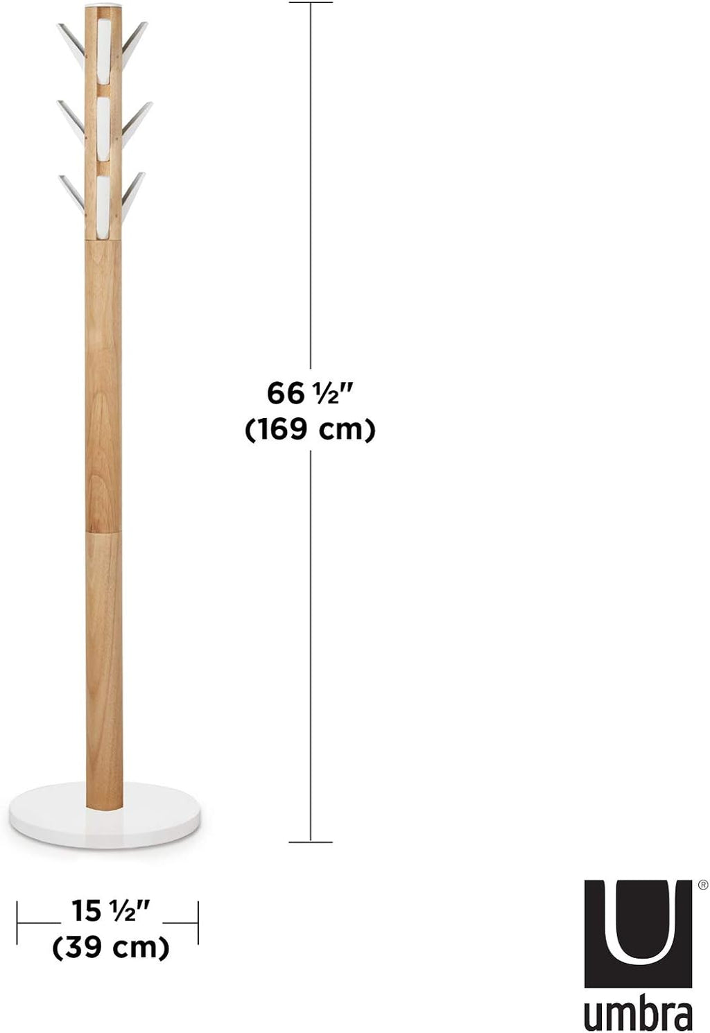 Umbra Flapper Coat Rack, Flip Down Clothing Rack, 9 Hooks, White/Natural