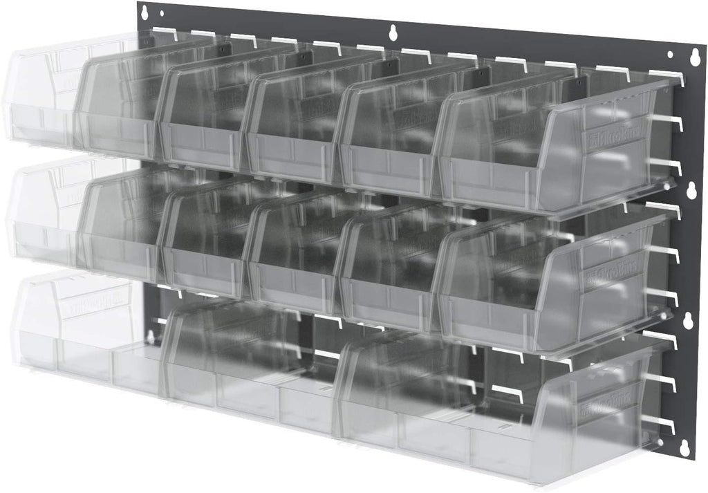 Akro-Mils 30235 AkroBins Plastic Storage Bins, Space-Saving Stackable Bins for Garage, Pantry, Craft Organization, 11" x 11" x 5", Clear, 6-Pack