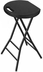 5Rcom Foldable Bar Stool with Secure Safety Lock, 24 inch Tall Folding Bar Stool, Metal and Plastic Foldable Stool for Adults with Handle and Steel Frame Legs, 550lbs Capacity, Black