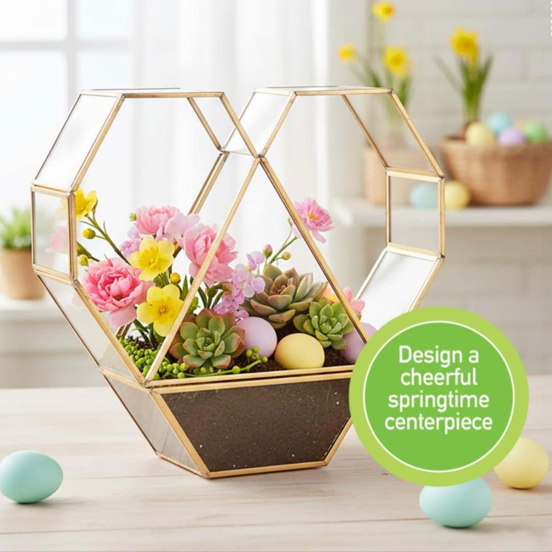 D'Eco Glass Heart Centerpiece (8x8x2.5)- Tabletop Planter Terrarium - Spring Home Decor & Wedding Letterbox - Fill with Succulents, Cacti, Air Plants, Moss, Flowers for Plant Lovers