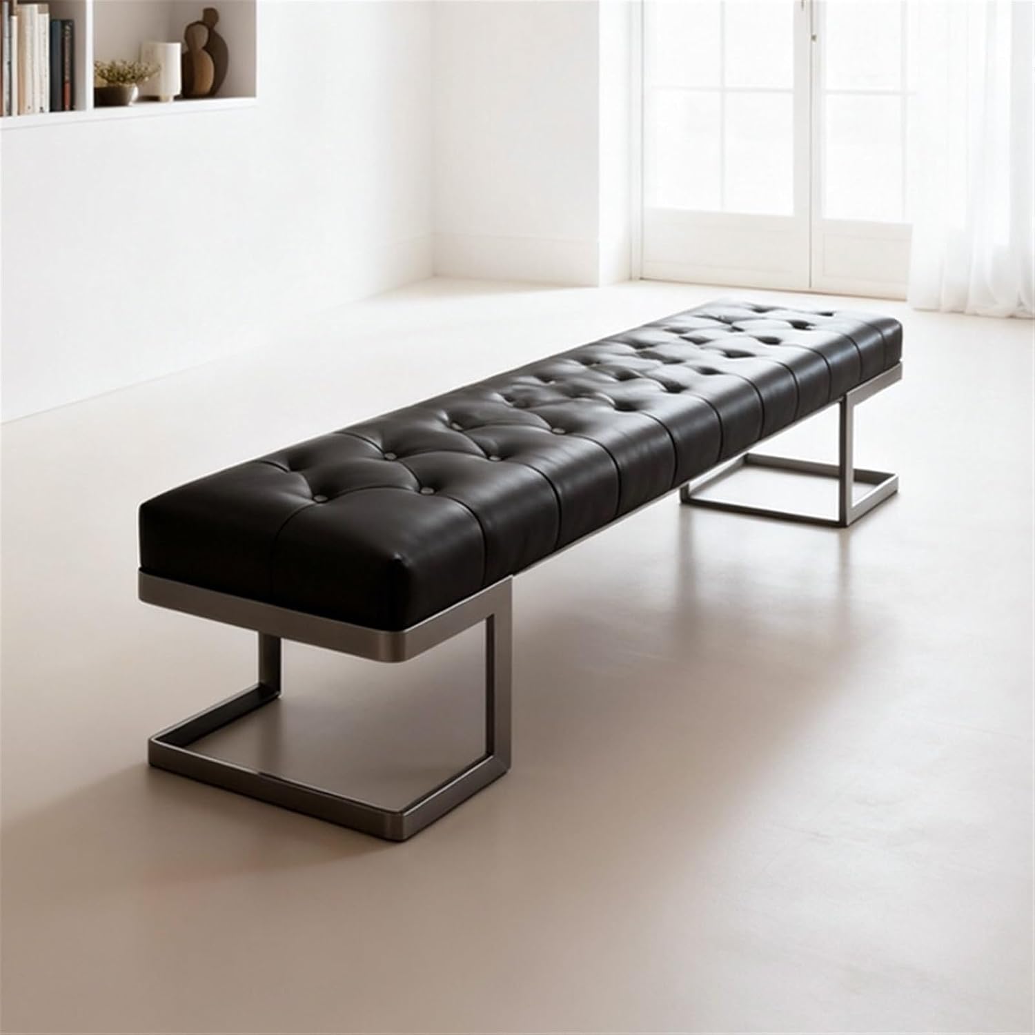 Modern Leather Bed end Bench Bedroom Dressing Room Leisure Entryway(Large)