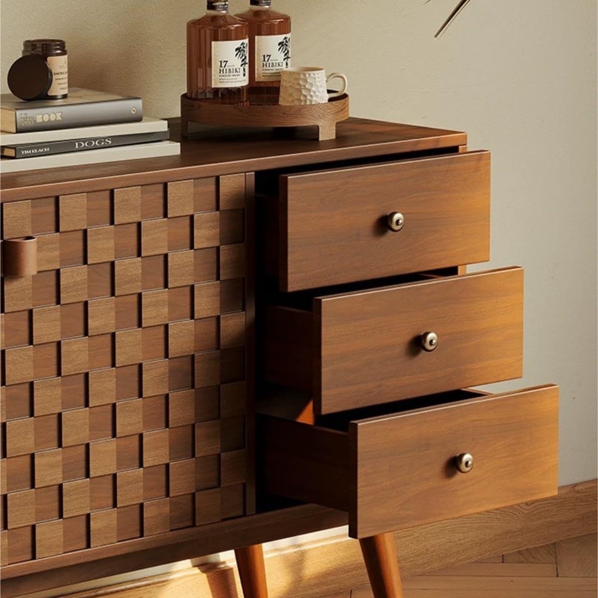 Entryway Cabinet Solid Wood Sideboard, Bar Buffet Cabinet, Living Room Bookcase, Suitable for Corridors, Dining Rooms, and Bedrooms Sideboard Storage Cabinet(M:160 * 45 * 86cm)