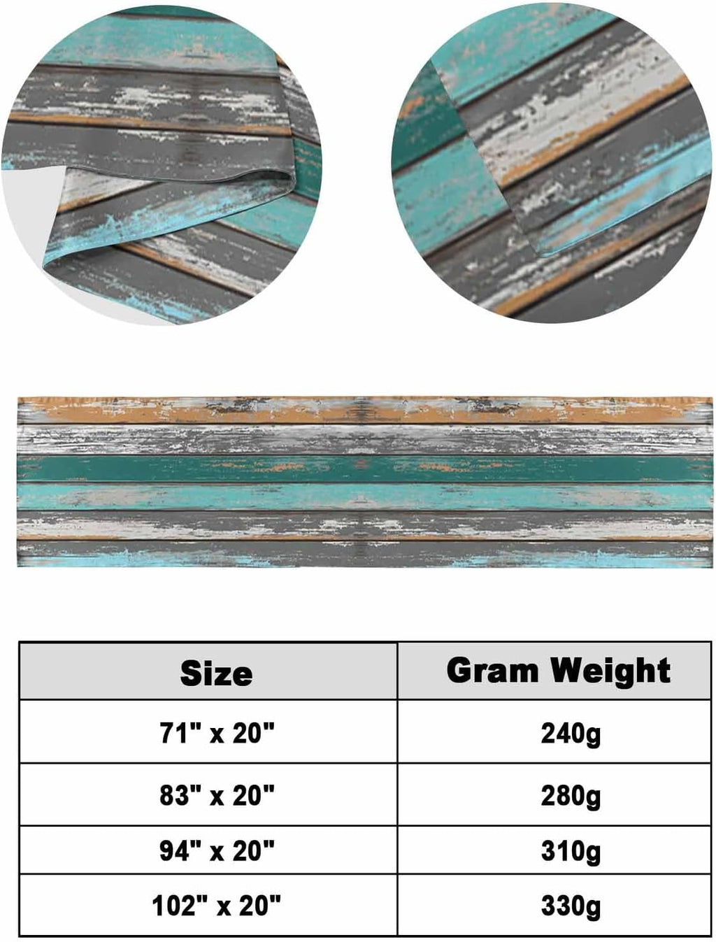 Teal Orange Grey Bed Runners for Queen Size Beds, Decorative Bed Throws for Foot of Beds, Luxury Bedding Protector Slipcover Farmhouse Vintage Wooden Bedrunners & Scarves for Bedroom Hotel, 94"x20"