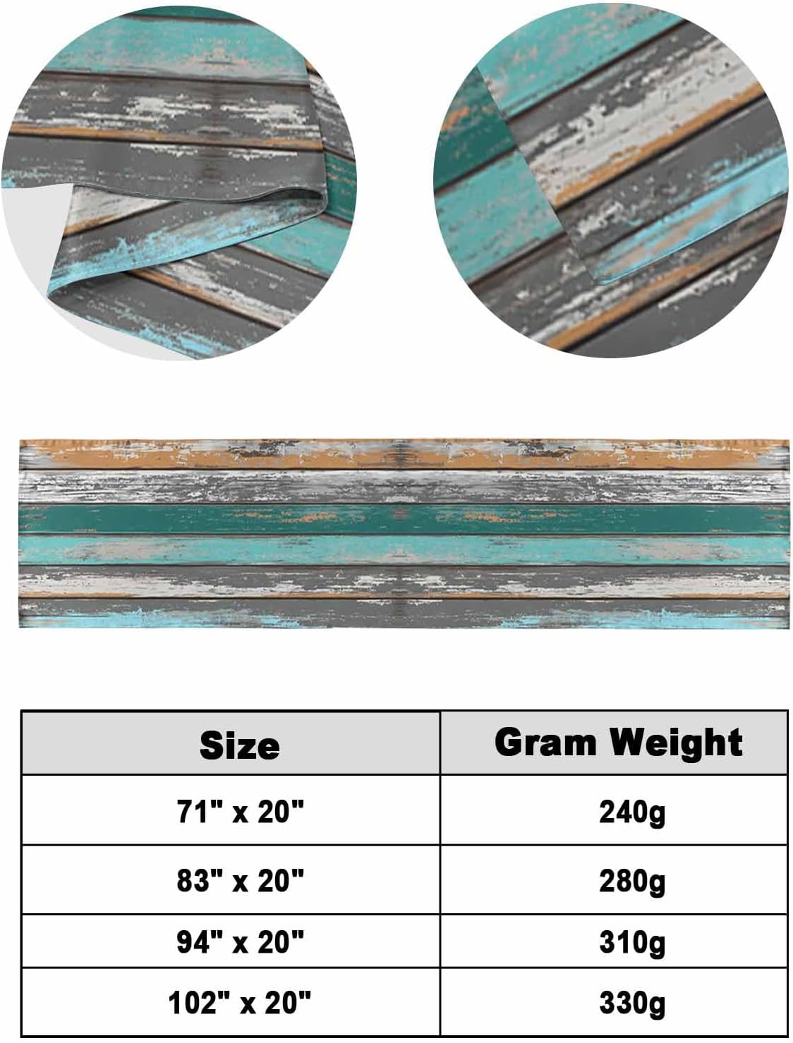 Teal Orange Grey Bed Runners for Queen Size Beds, Decorative Bed Throws for Foot of Beds, Luxury Bedding Protector Slipcover Farmhouse Vintage Wooden Bedrunners & Scarves for Bedroom Hotel, 94"x20"