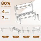Tangkula Acacia Wood Outdoor Bench with Backrest, 2-Person Patio Garden Bench with Waved Backrest and Slatted Seat, 800 lbs Weight Capacity, Outside Loveseat for Front Porch, Balcony, Backyard, Park