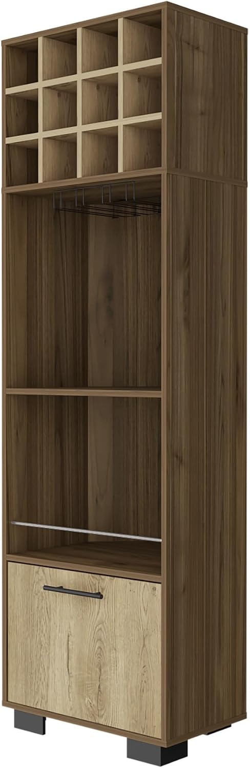 Corner Wine Cabinet Storage Locker, Tall Pantry Sideboard witn 2-Shelf and 1-Drawer,for Kitchen Home