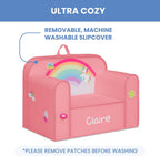 Delta Children Personalized Mix & Match Cozee Kids Chair with Interchangeable Patches, Rainbow