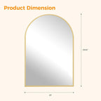NEWBULIG 22"x30" Arched Wall Mirror, Bathroom Mirrors for Over Sink, Vanity Mirror with Tempered Glass & Anti-Rust Metal Frame, Entryway, Living Room, Bedroom, Gold