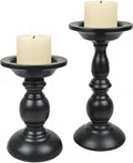 Earl Diamond Matte Black Pillar Candle Holders Set of 2, Vintage Iron Candle Holder for Table Centerpiece, Fireplace Decor, Dining and Living Room Decoration, Applicable to Pillar Candles