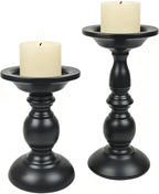 Earl Diamond Matte Black Pillar Candle Holders Set of 2, Vintage Iron Candle Holder for Table Centerpiece, Fireplace Decor, Dining and Living Room Decoration, Applicable to Pillar Candles