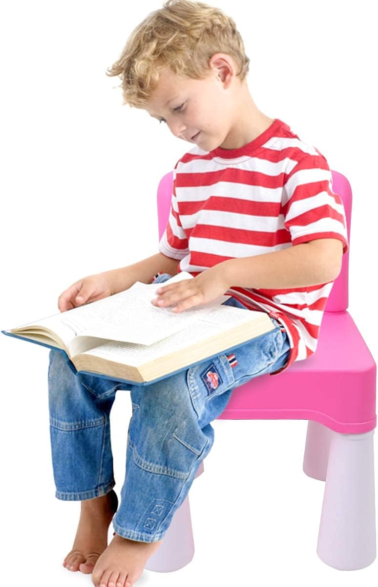 burgkidz Plastic Kids Chair, Durable and Lightweight, 9.3" Height Seat, Indoor or Outdoor Use for Toddlers Boys Girls Aged 2+ (Pink)