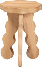 Bali & pari Sino Acacia Wood Multipurpose Accent Stool - Sculptural End Table with Wavy Tripod Base for Living Room, Bedroom or Dining Room