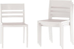 Flash Furniture Bridgeport Slat Back Patio Chair with Contoured Seat, Commercial All-Weather Stacking Resin Chair, UV Resistant, Indoor-Outdoor, White, Set of 4