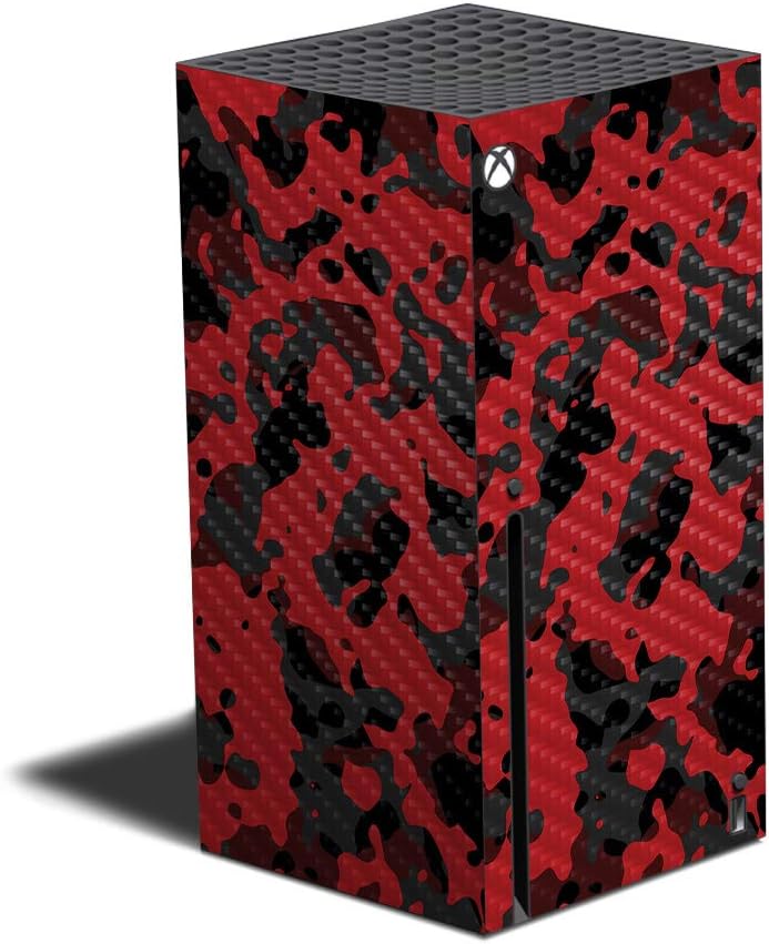 Mighty Skins Carbon Fiber Skin Compatible with Xbox Series X - Red Modern Camo | Protective, Durable Textured Carbon Fiber Finish | Easy to Apply, Remove, and Change Styles | Made in The USA