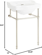 Signature Hardware 480504 Cierra 24-1/4" Vitreous China Console Bathroom Sink with 3 Faucet Holes at 8" Centers