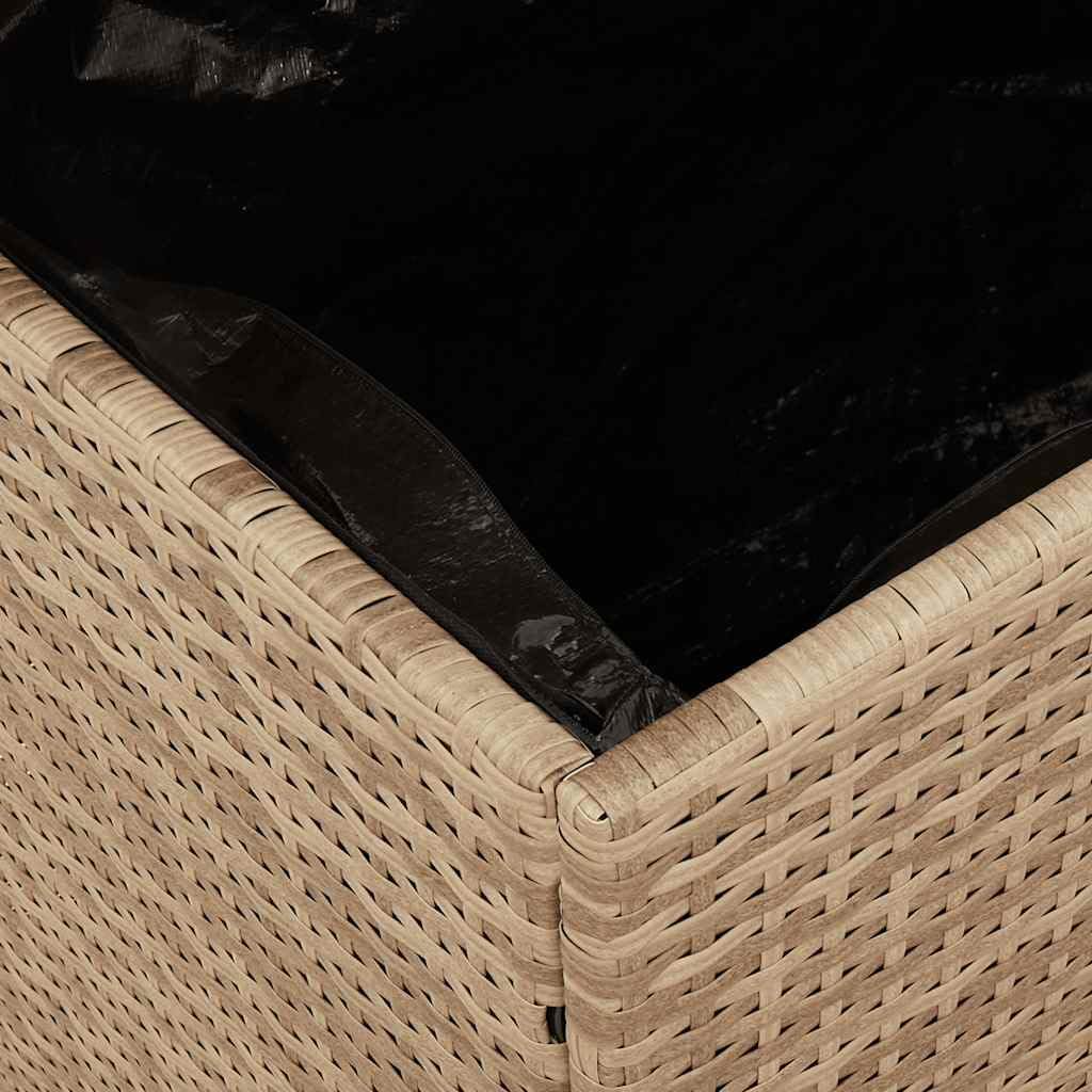 Patio Storage Box Outdoor Resin Wicker Bench 43.3"x19.7"x21.3" Weather Resistant with Acacia Wood Lid Seat and Lockable Chest for Garden Cushions Blankets Tool Storage