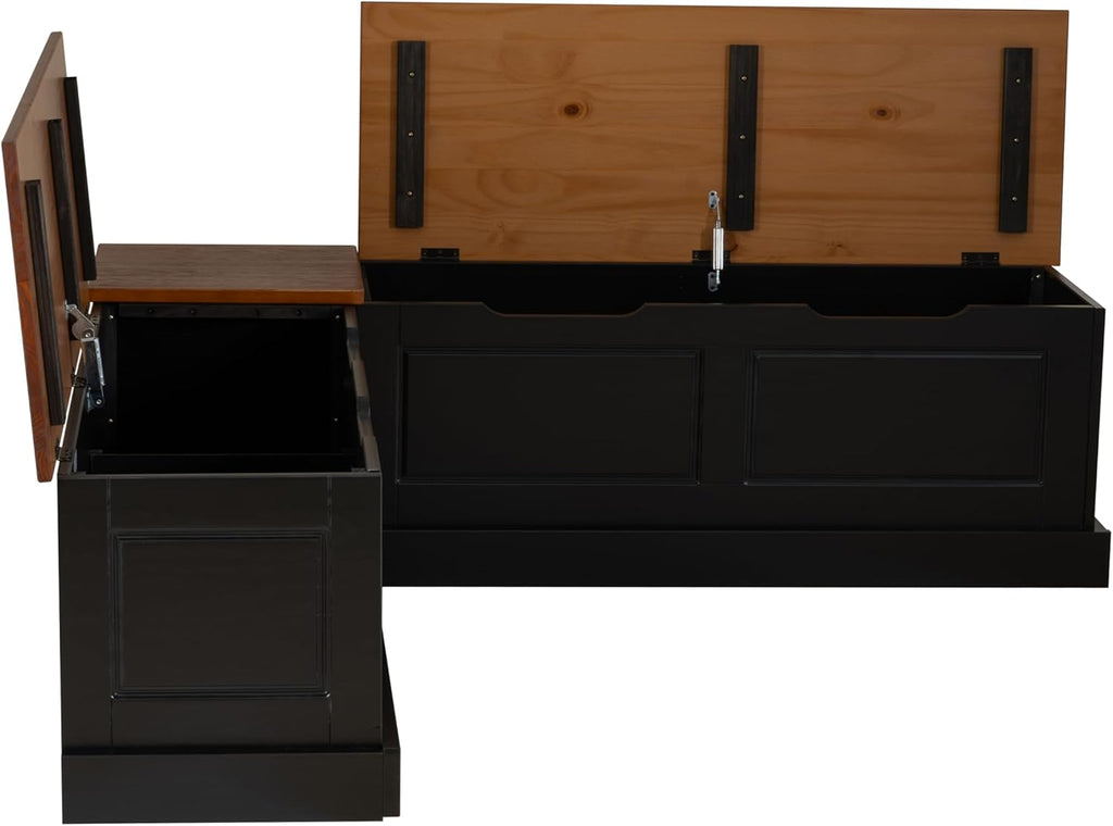 Linon Harris Black and Walnut Backless Kitchen Dining Nook with Hidden Storage Bench Space