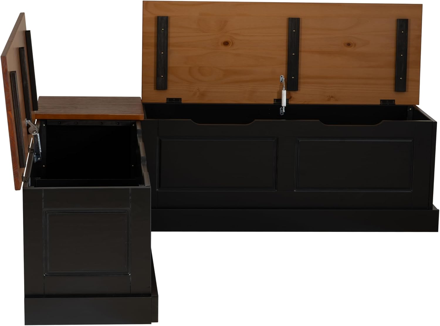Linon Harris Black and Walnut Backless Kitchen Dining Nook with Hidden Storage Bench Space
