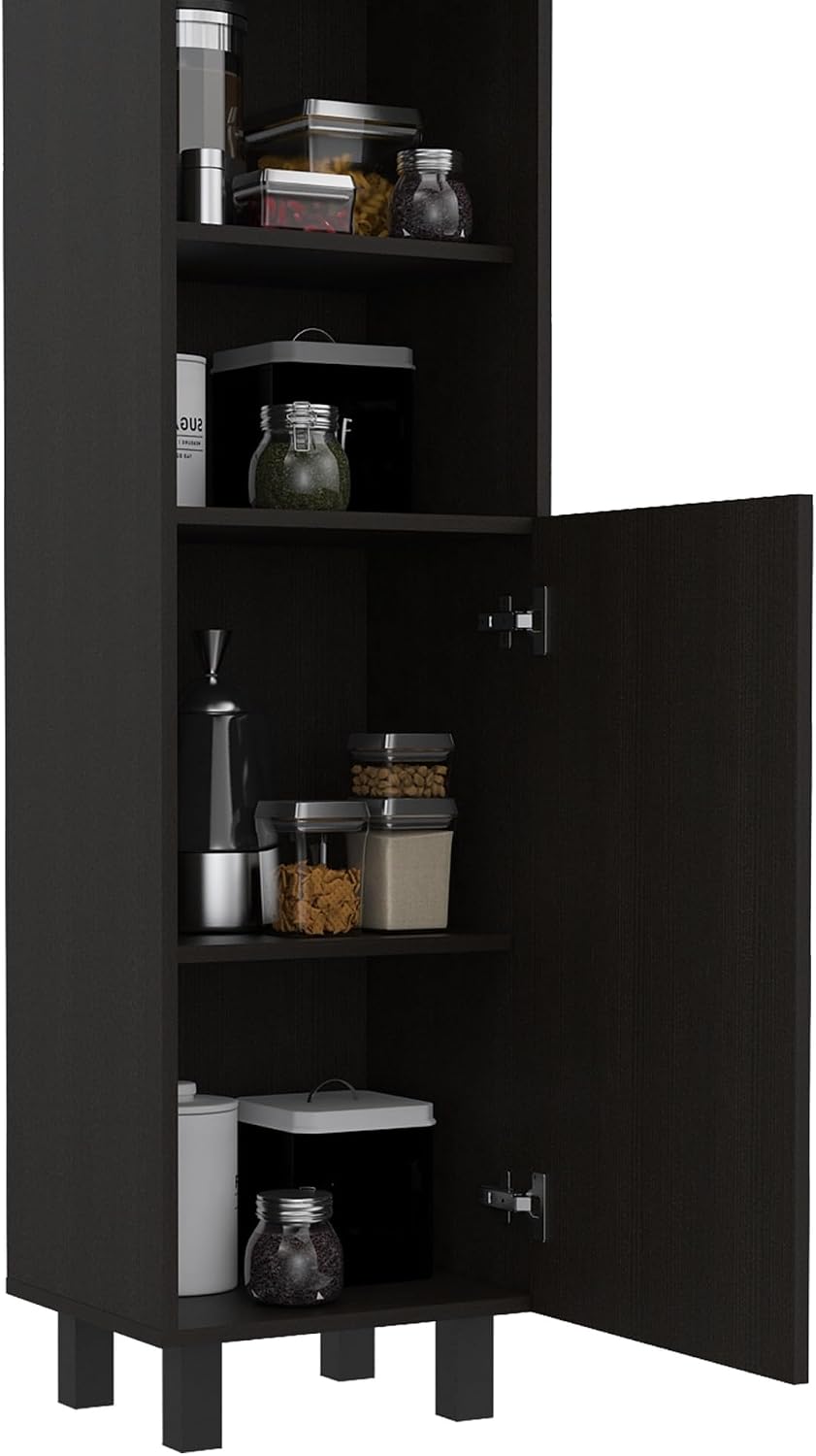 2-Door Pantry Cabinet, with Two 2-Cabinet Spaces and Two Open Shelves,for Kitchen