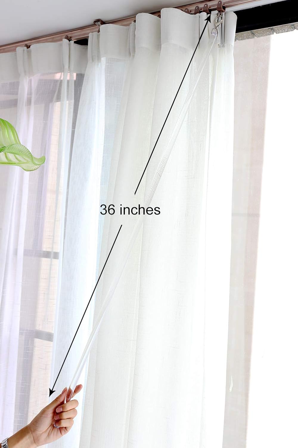 2 Pack 36 Inch Universal Drapery Pull Rod Invisible Clear Curtain Wand for Easier Opening and Back (Acrylic, 36")
