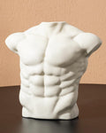Ceramic Body Art Vase, Minimalist Male Torso Sculpture Bud Vase for Aesthetic Nordic Modern Home Decor, Creative Table Centerpiece for Bookshelf, Living Room, Office（Cream）