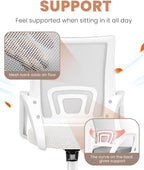 NEO CHAIR Office Desk Computer Chair Ergonomic Mesh Gaming Cushion Seat with Comfy Lumbar Mid Back Support Adjustable Height Swivel Rolling Wheels for Home Task (Ivory)