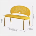 Garden Outdoor Bench with Backrest, Aluminum Alloy, Courtyard Deck, Balcony, Lawn, Lightweight Leisure Chair Seat(Yellow,140x63x85CM)