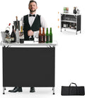 VINGLI Portable Bar Table, 3-Tier Shelves, Mobile Bar Table for Events, Party, Camping, Picnic, Tradeshow, Indoor with Black Skirt, 39 "L x 34" H
