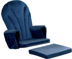 ANMINY 5pcs Glider Rocker Replacement Cushions Set with Ottoman Cushion, 3.5Inch Thickened Velvet Glider Rocking Chair Cushions with 29 inch High Backrest & Side Pockets for Indoor Nursery, Blue