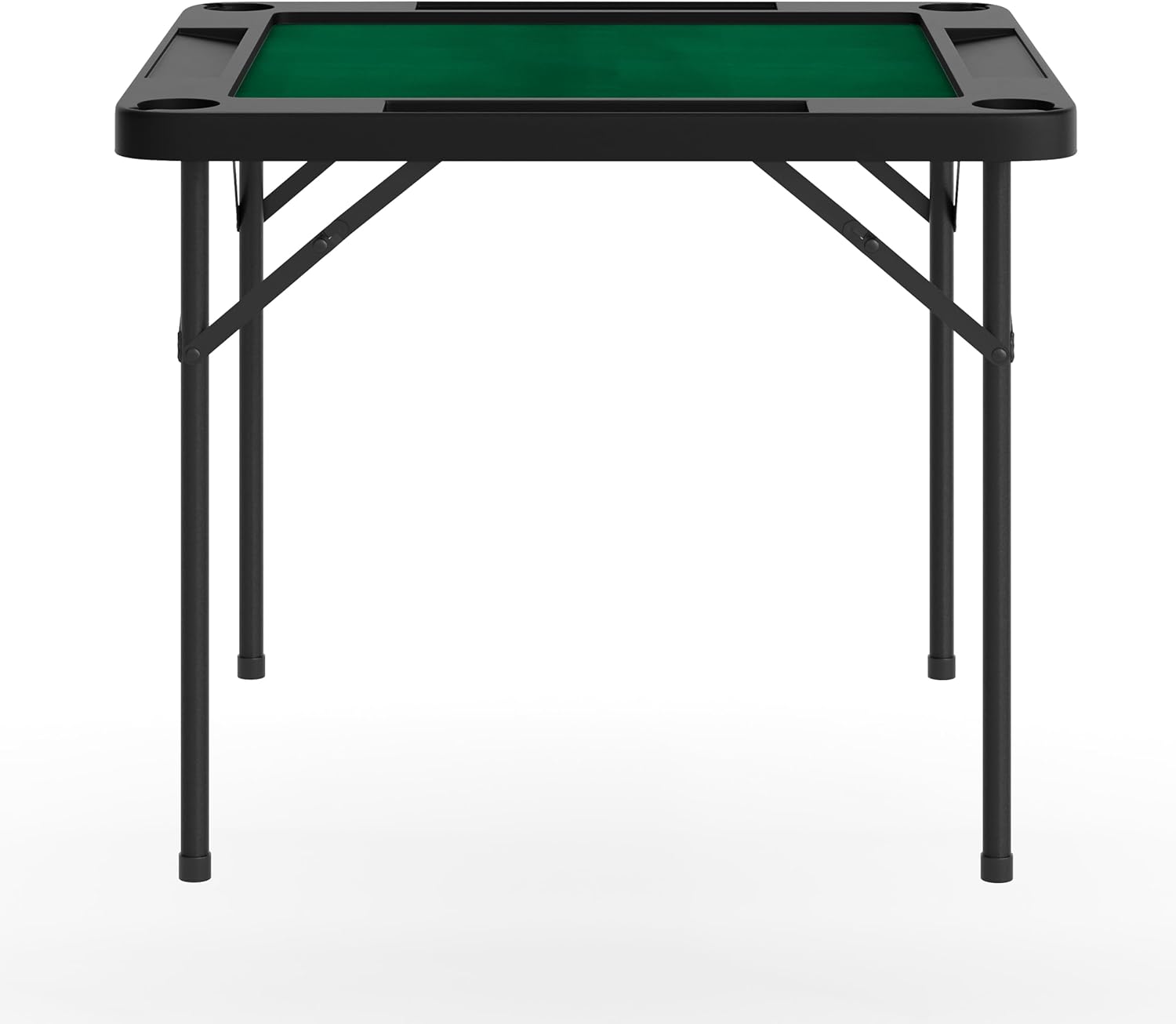 Flash Furniture Silas 34.5" Square Folding Card Table with Green Felt Playing Surface and Cup Holders, Portable Folding Game Table for 4 Players, Black/Green
