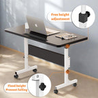 Rolling Desk Adjustable Height,Portable Laptop Desks,Small Standing Desk with Wheels for Home Office (31.50 * 15.75,Black)