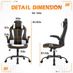 Dopinmin Gaming Chair Racing Computer Chair PU Leather Game Chair Desk Chair with Lumbar Support Flip Up Arms Headrest High Back Swivel Rolling Adjustable Ergonomic Office Chair, White