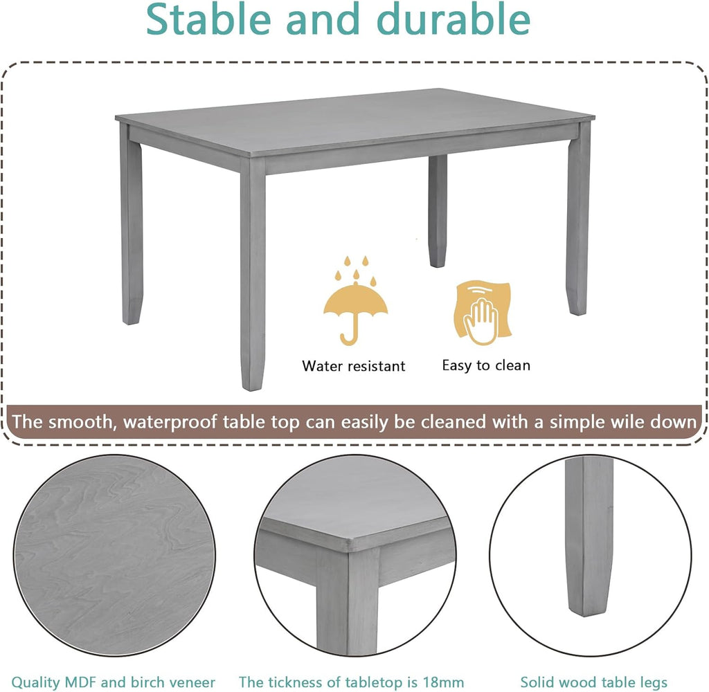 Knocbel Classic 4-Person Dining Table for Small Space, Wooden Apartment Condo Pub Bistro Kitchen Dining Furniture, Standard Height (Gray Rectangular 30" H)