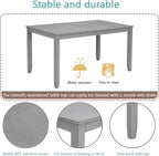 RuiSiSi 5 Piece Dining Table Set for 4, Farmhouse Kitchen Table with 4 Padded Seat Chairs, Wood 5 Piece Dinette Set Rectangular Table for Kitchen, Living Room, Gray