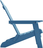 MXIMU Folding Adirondack Chair for Outdoor: Easy to Assemble and Comfortable Adirondack Chairs Set of 2 - All Weather Composite Plastic Chair for Outside Fire Pit Patio Lawn Garden Backyard Use(Navy)