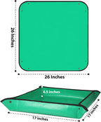 HKZ Repotting Mat for Indoor Plant - 26'' x 26'' Planting Mat Soil Mess Control, Portable Succulent Planting Potting Tray Waterproof Gardening Transplanting Bonsai Tools(Pale Green)