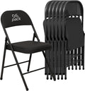 6 Pack Padded Folding Chairs, Heavy Duty Metal Frame with PU Leather Seat & Back, 350 lbs Capacity Portable Stackable Indoor Outdoor Chairs for Party Wedding Office(Black, 6 Pack)