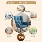 Rocking Chair Nursery, Teddy Upholstered Glider Rocker with High Backrest, Reading Chair Modern Rocking Accent Chairs Glider Recliner for Living Room, Nursery, Bedroom,Blue, W1372120796
