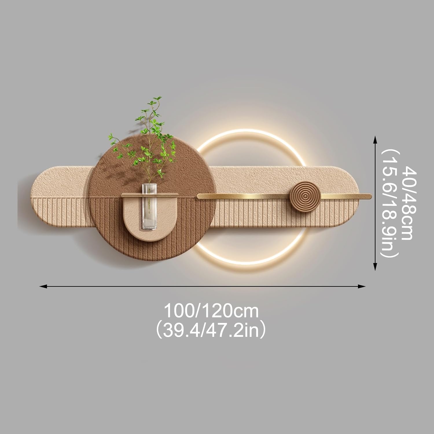 3D Wall Decor Hanging Mural with LED Light, Sandstone Decor Wall Art Painting with Hydroponic Space, Plug-in Power Supply Landscape Wall Sculptures
