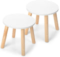 Wenqik 2 Wooden Step Stool for Kids 10.3 Inch 4 Legged Small Wooden Step Stool Solid Hard Sturdy Chair for Bedroom Furniture