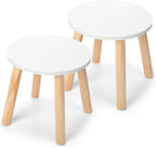 Wenqik 2 Wooden Step Stool for Kids 10.3 Inch 4 Legged Small Wooden Step Stool Solid Hard Sturdy Chair for Bedroom Furniture