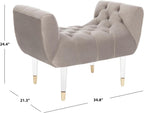 Safavieh Home Collection Eugenie Pale Taupe and Gold Tufted Velvet Acrylic Bench