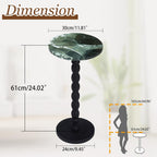 Marble Side Table, Round End Table with Faux Marble Top and Solid Wood Legs, Modern Accent Table for Living Room, Bedroom, Small Spaces and Office (Travertine, Small)