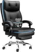 Big and Tall Comfy Office Chair,Ergonomic High Back Executive Desk Chair with Foot Rest,Heavy Duty Reclining Computer Chair with Wide Spring Cushion for Cross Legged,Home,Office,Gaming